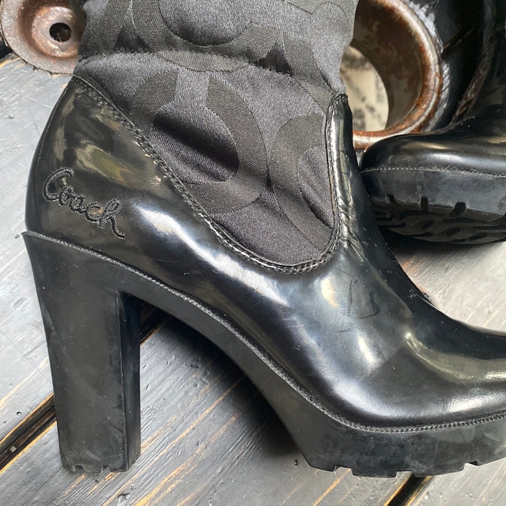 Coach Loryn Black Winter Boots - Quilted/Insulated with High Heels Size 7B - Picture 3 of 11
